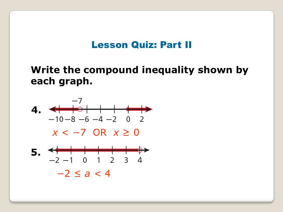 write an inequality that describes the graph shown